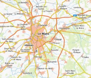 Carte des environs du Mans.