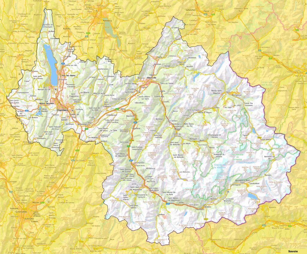 Carte de la Savoie.