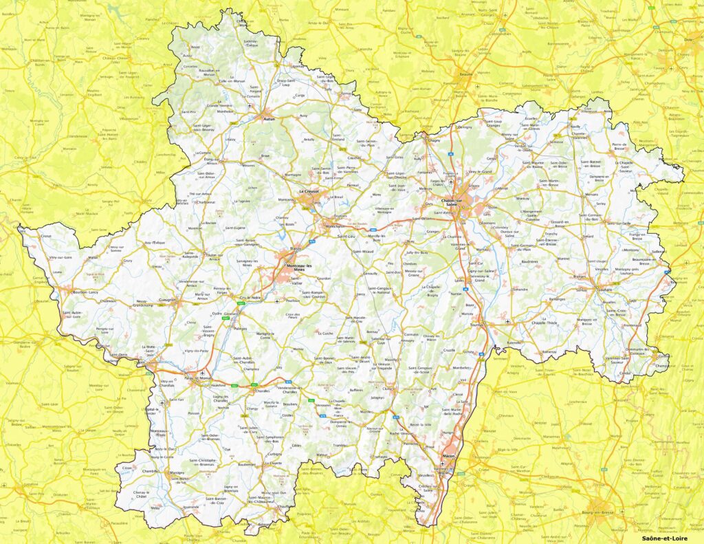 Carte de Saône-et-Loire.