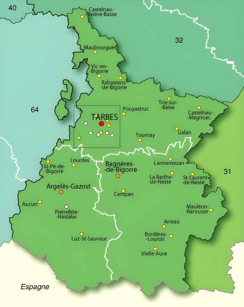 Carte des Hautes-Pyrénées.