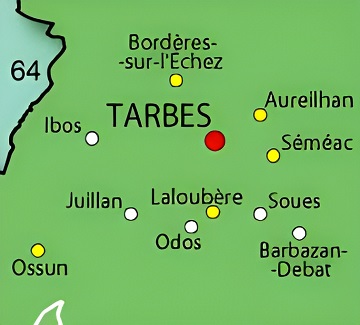 Carte des environs de Tarbes.