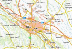 Carte des environs de Pau.