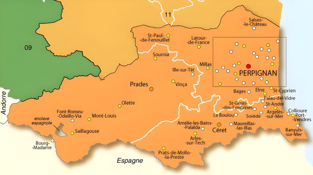 Carte des Pyrénées-Orientales.