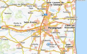 Carte des environs de Perpignan.