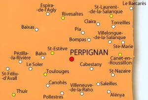 Carte des environs de Perpignan.