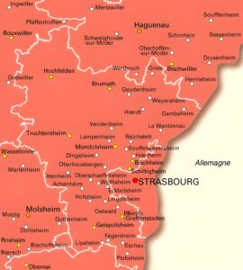 Carte des environs de Strasbourg.