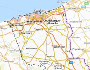 Carte des environs de Dunkerque.