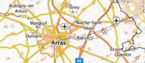 Carte des environs d'Arras.