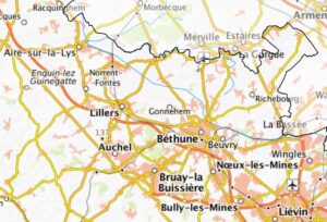 Carte des environs de Béthune.