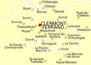 Carte des environs de Clermont-Ferrand.
