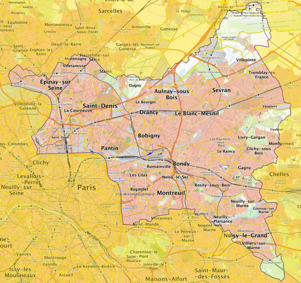 Carte de la Seine-Saint-Denis.