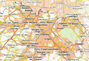 Carte de l'Essonne près de Paris.