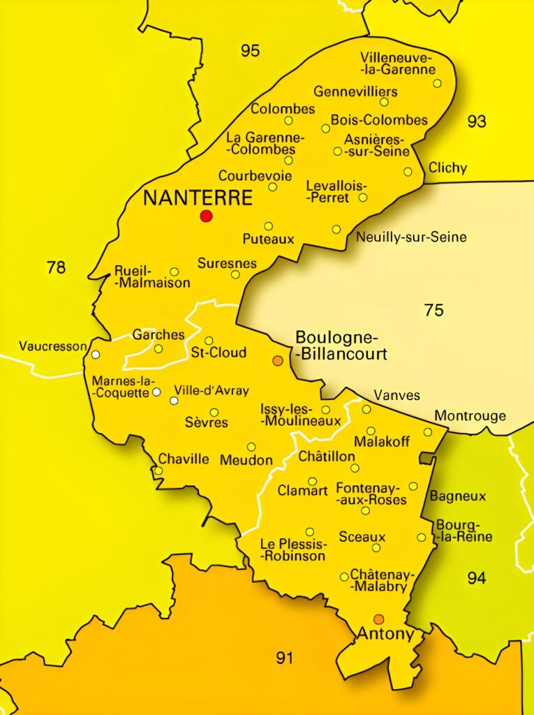 Carte des Hauts-de-Seine.