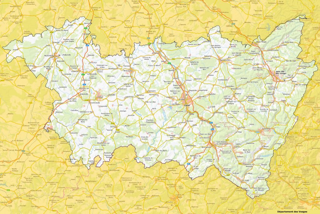 Carte des Vosges.