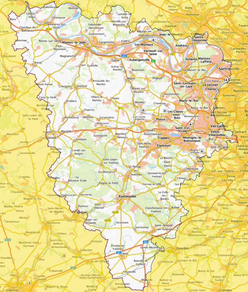 Carte des Yvelines.