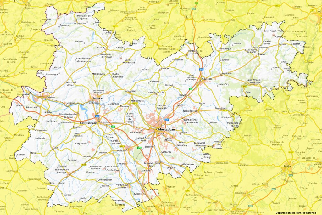 Carte de Tarn-et-Garonne.