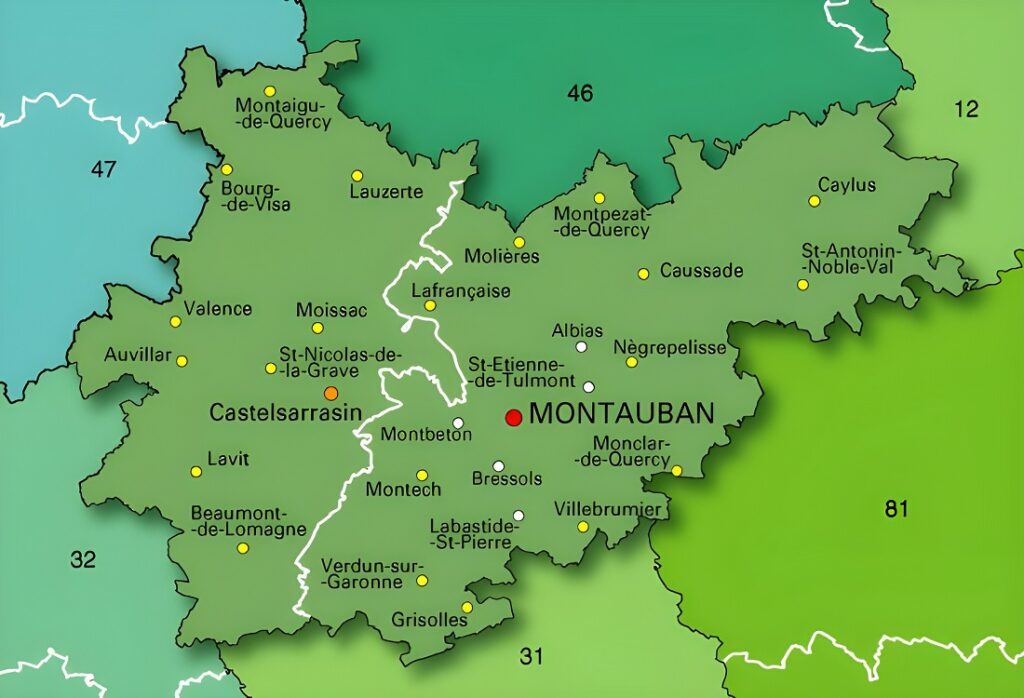 Carte de Tarn-et-Garonne.