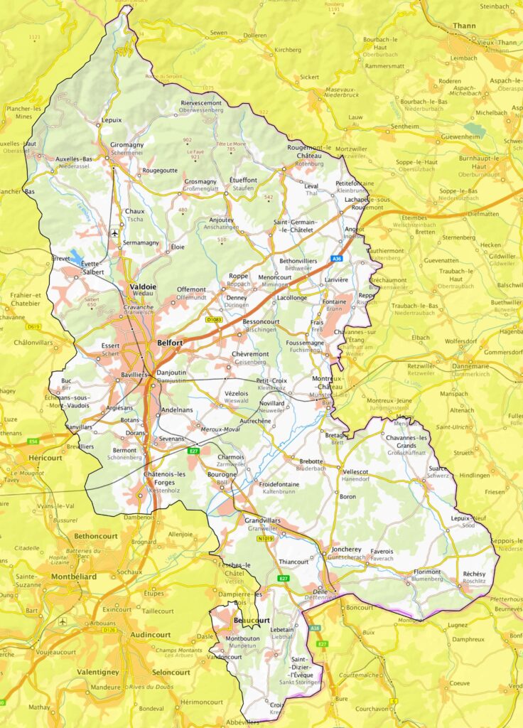 Carte du Territoire de Belfort.