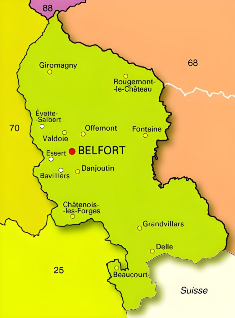 Carte du Territoire de Belfort.