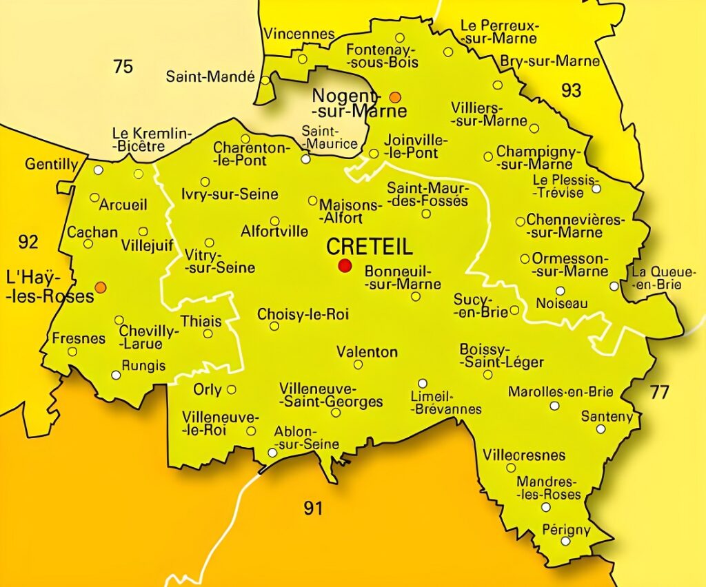 Carte du Val-de-Marne.