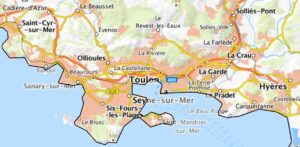 Carte des environs de Toulon.