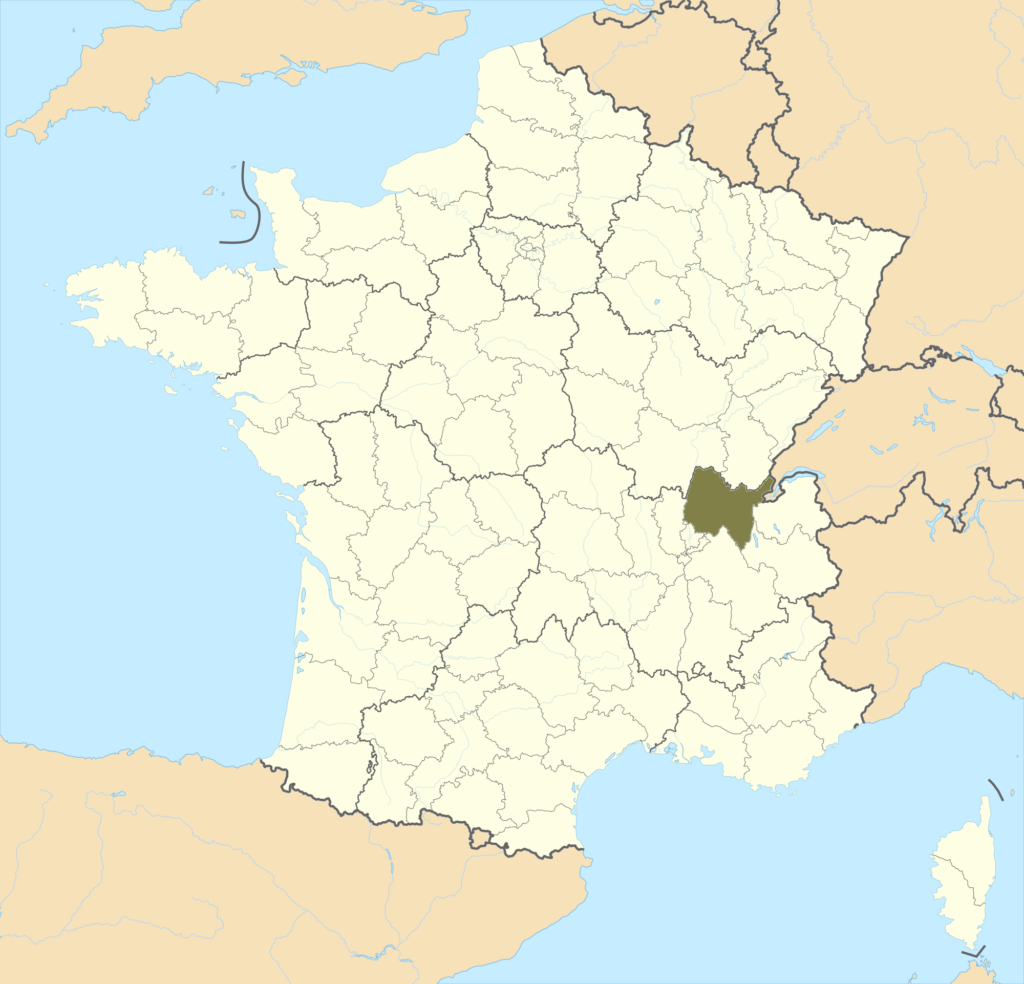 Carte de localisation de l'Ain en France.