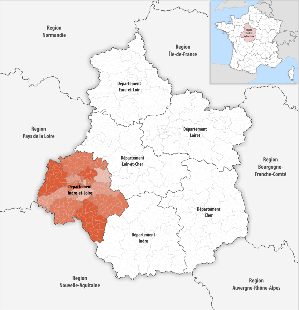 Carte de localisation de l’Indre-et-Loire dans la région Centre-Val de Loire.