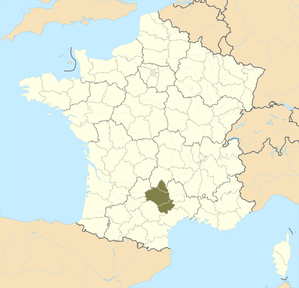 Carte de localisation de l'Aveyron en France.