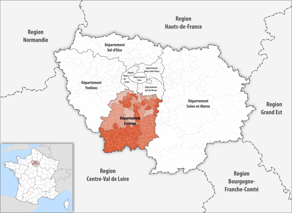 Carte de localisation de l’Essonne dans la région Île-de-France.