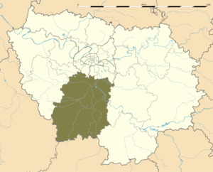 Carte de localisation de l’Essonne dans la région Île-de-France.