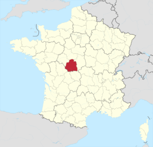 Carte de localisation de l'Indre en France.