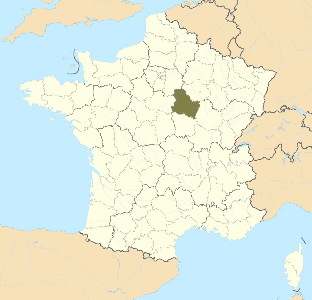 Carte de localisation de l'Yonne en France.