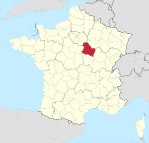 Carte de localisation de l'Yonne en France.