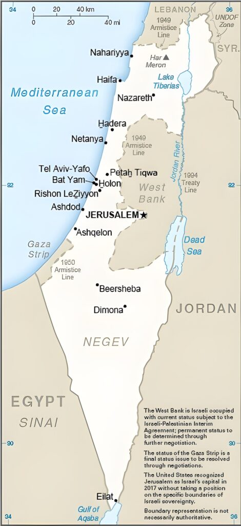 Carte des principales villes d'Israël
