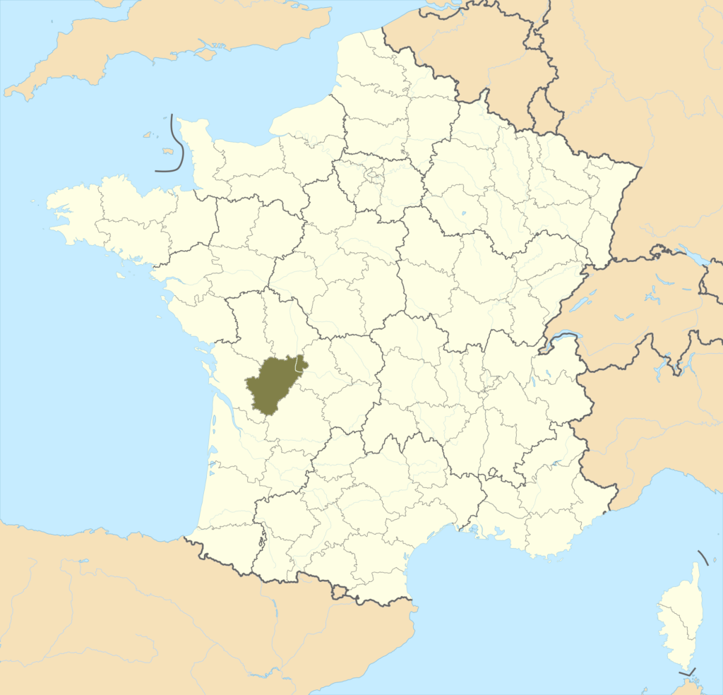 Carte de localisation de la Charente en France.