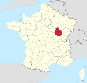 Carte de localisation de la Côte-d'Or en France.