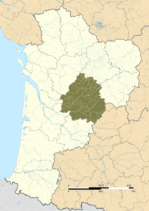 Carte de localisation de la Dordogne dans la région Nouvelle-Aquitaine.