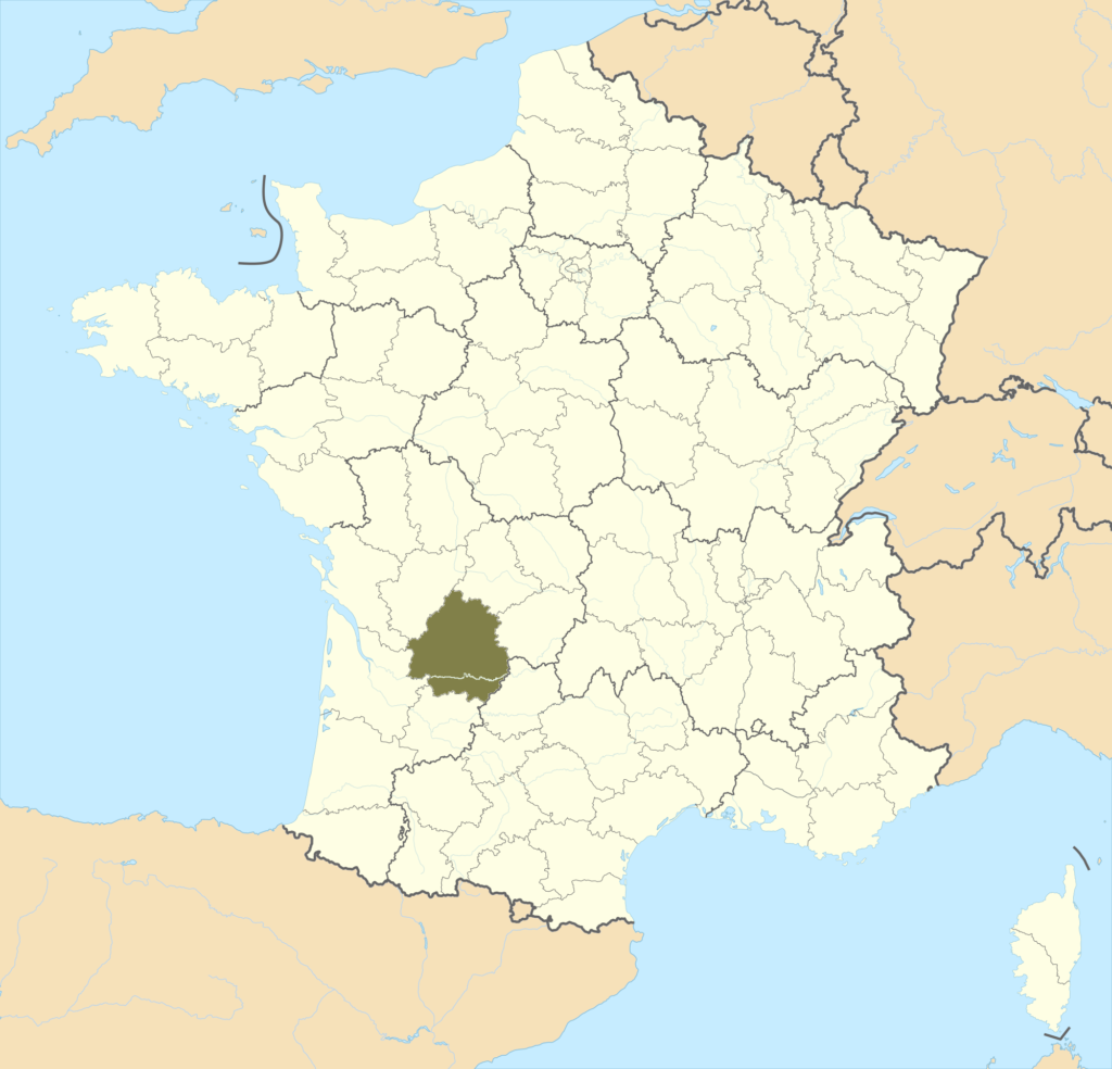 Carte de localisation de la Dordogne en France.