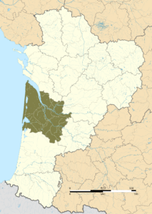 Carte de localisation de la Gironde dans la région Nouvelle-Aquitaine.