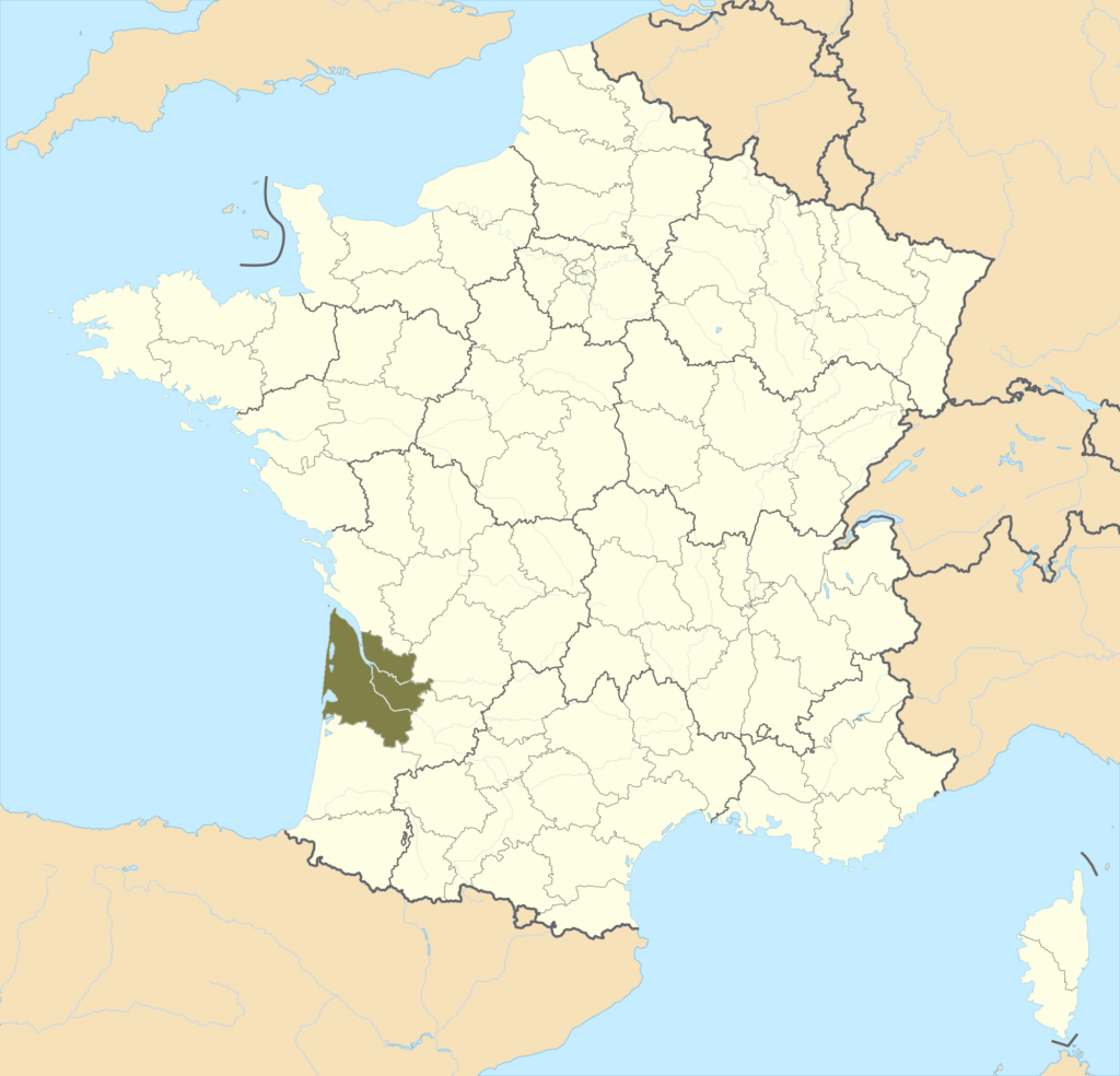 Carte de localisation de la Gironde en France.