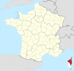 Carte de localisation de la Haute-Corse en rapport avec la France.