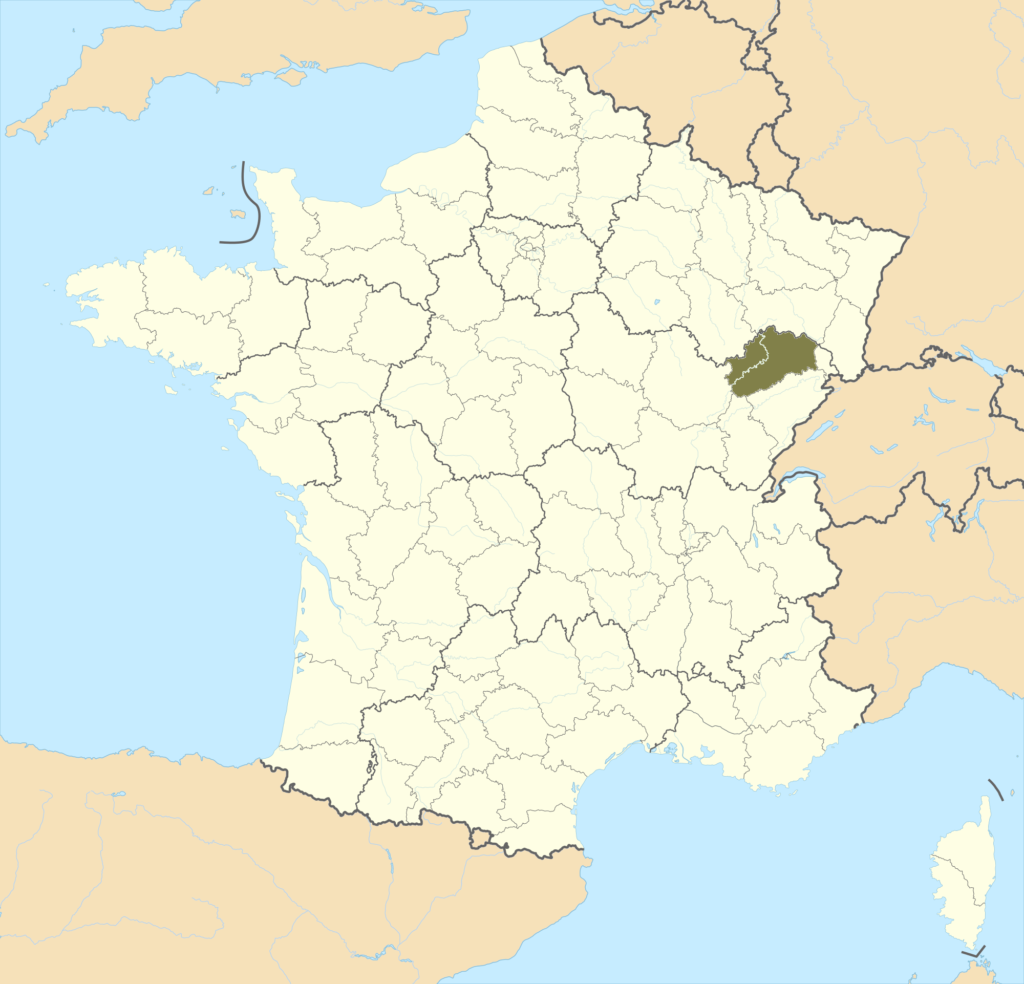 Carte de localisation de la Haute-Saône en france.