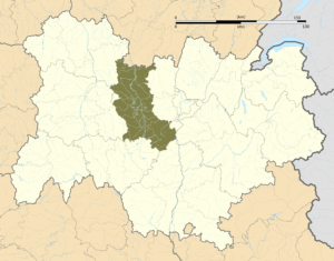 Carte de localisation de la Loire dans la région Auvergne-Rhône-Alpes.