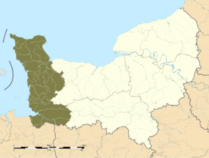 Carte de localisation de la Manche dans la région Normandie.