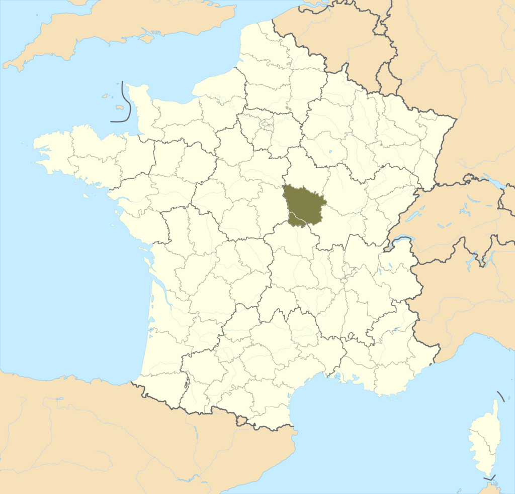 Carte de localisation de la Nièvre en France.