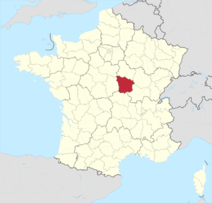 Carte de localisation de la Nièvre en France.