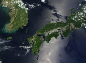 Image satellite de la Corée du Sud et de l’île de Shikoku
