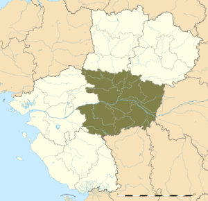 Carte de localisation du Maine-et-Loire dans la région Pays de la Loire.