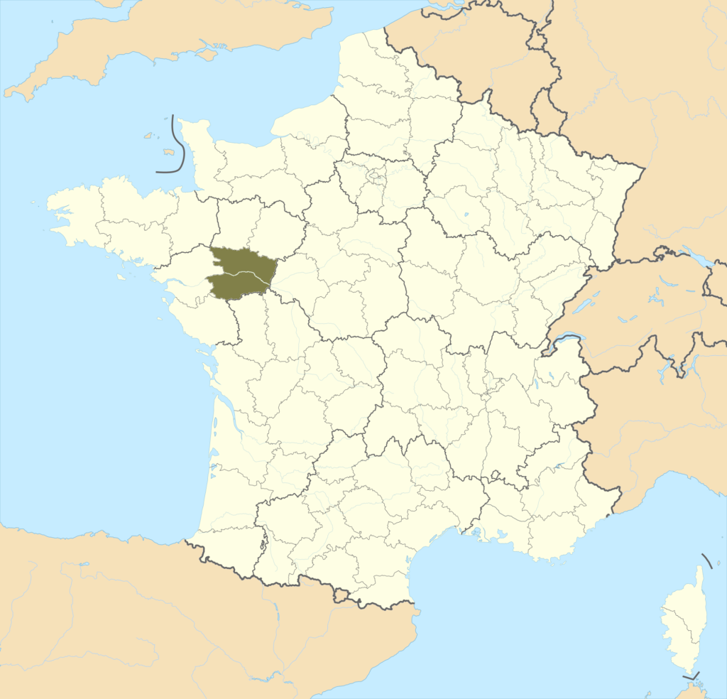 Carte de localisation du Maine-et-Loire en France.