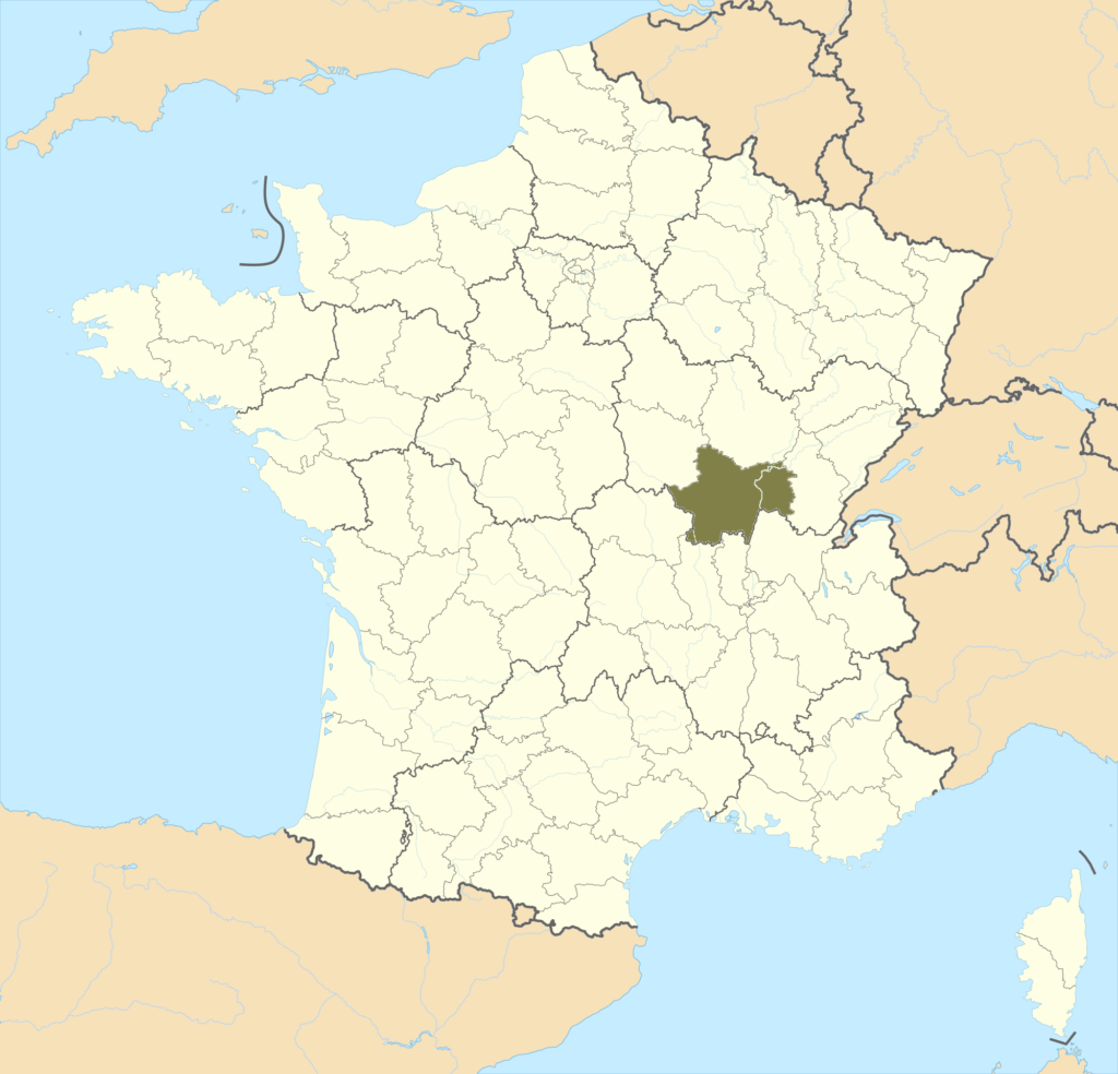 Carte de localisation de Saône-et-Loire en France.